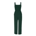 thumbnail image 4 of Baqcunre Women's Jumpsuit, Women's Petite Regular Tall Casual Loose Overalls Jumpsuits Sleeveless Wide Leg Pants Rompers Green S, 4 of 5