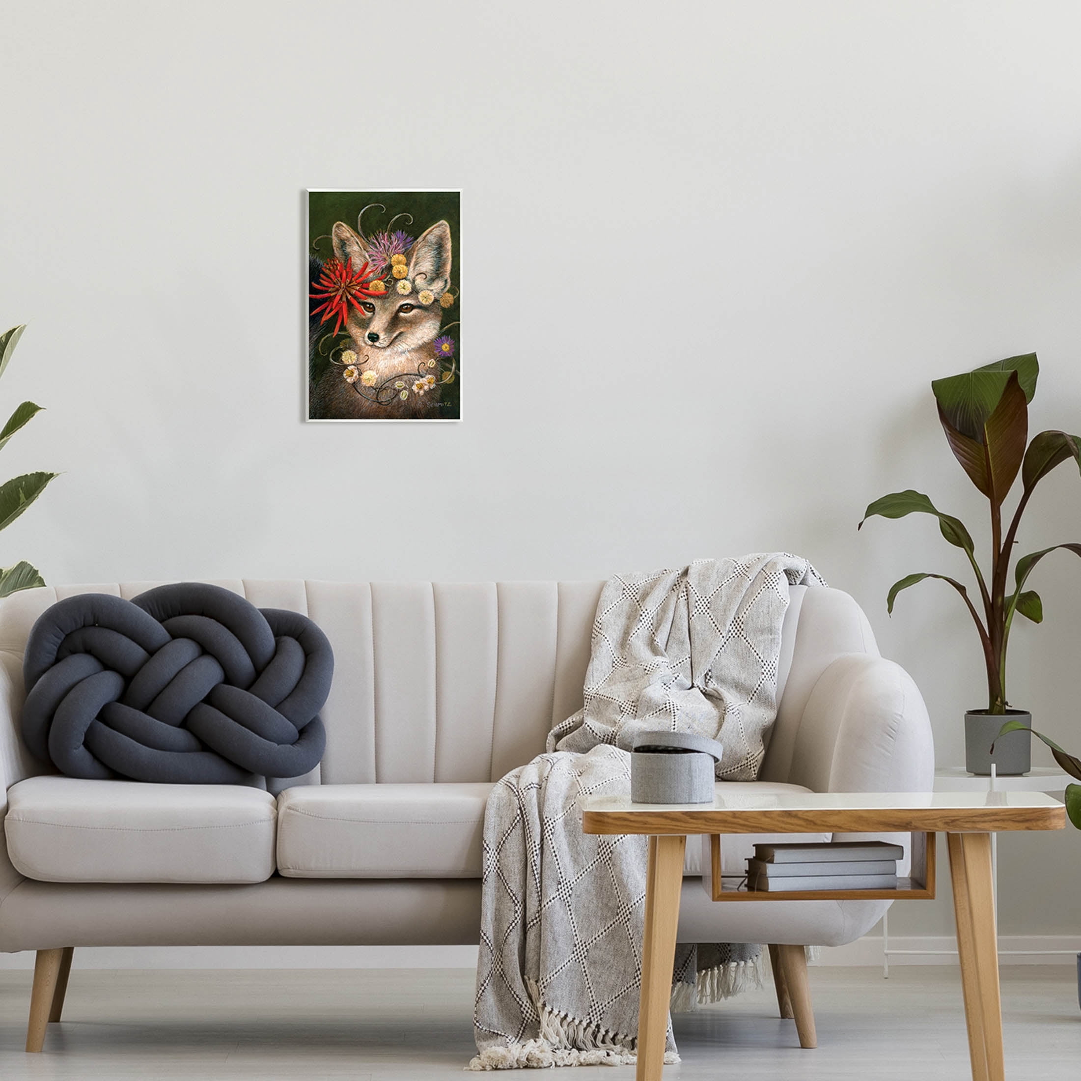 Stupell Industries Botanical Fox Flowers Painting Unframed Art Print Wall Art, Design by Carolyn Schmitz