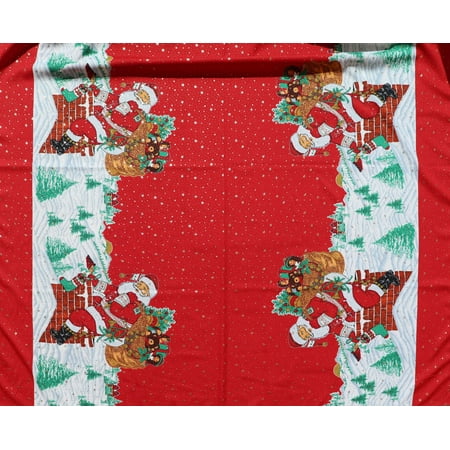 Shiny Gold Accents on Light Weight Poly-Cotton Christmas Fabric 58 Wide by 36 (1-Yard) for Arts Crafts Sewing