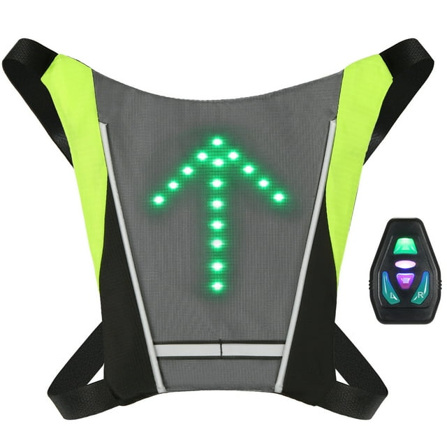 Chaleco ciclista Mochila con chaleco reflectante recargable USB con luz de señal de giro LED Control Tomshoo Chaleco ciclista