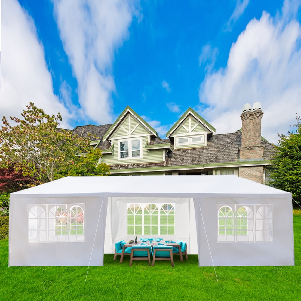 Kepooman 10'x30' Outdoor Party Tent, Wedding Sun Shelter with 7 Removable Sidewalls, Waterproof Tent for Outdoors, White