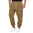thumbnail image 2 of Hearthz Men's Cargo Sweatpants Athletic Jogger Pants Men Lightweight Breathable Cinch Bottom Mens Sweat Pants with Pockets Brown XL, 2 of 4