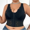 thumbnail image 6 of Women's V Neck Front Closure Corset, Lace Longline Bra, Plus Size Bras, Shapewear For Women, Top Bras With Support And Push Up, Shapewear Tank Tops Black XXL, 6 of 7