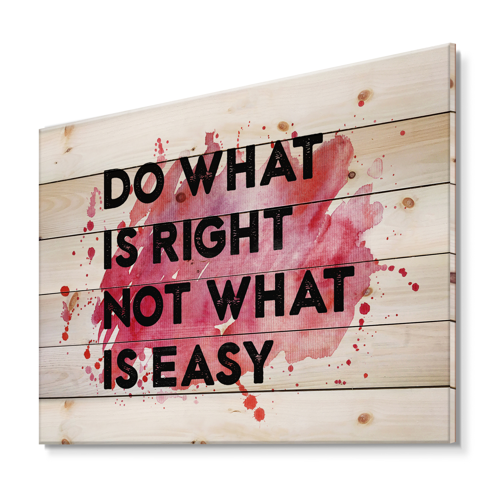 Designart 'Do What Is Right Not What Is Easy On Red Background' Traditional Print on Natural Pine Wood