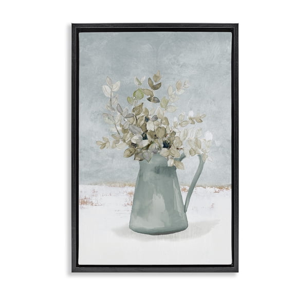Stupell Industries Blue Botanical Arrangement Black Framed Floater Canvas Wall Art, design by Lanie Loreth