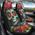 thumbnail image 4 of FOR U DESIGNS Sugar Skull Rose Print 2 Pieces Car Front Seat Covers Washable High Back Car Seat Cover Elastic Auto Accessories Bucket Seat Cover Fit for SUV Truck Sedan, 4 of 7