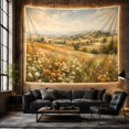 thumbnail image 6 of Wildflower Meadow Landscape with Rolling Golden Hills, Serene Vintage for Nature Lovers, Botanical Wall Decor, Housewarming Gift, Tapestry Wall Hanging for Bedroom and Living Room, 6 of 7