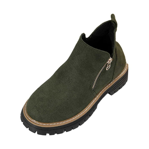 Gyexs Ankle Boots for Women Low Heel Fall Winter Boots Heel Casual Walking Boot Suede Orthopedic Shoes Army Green Size 9