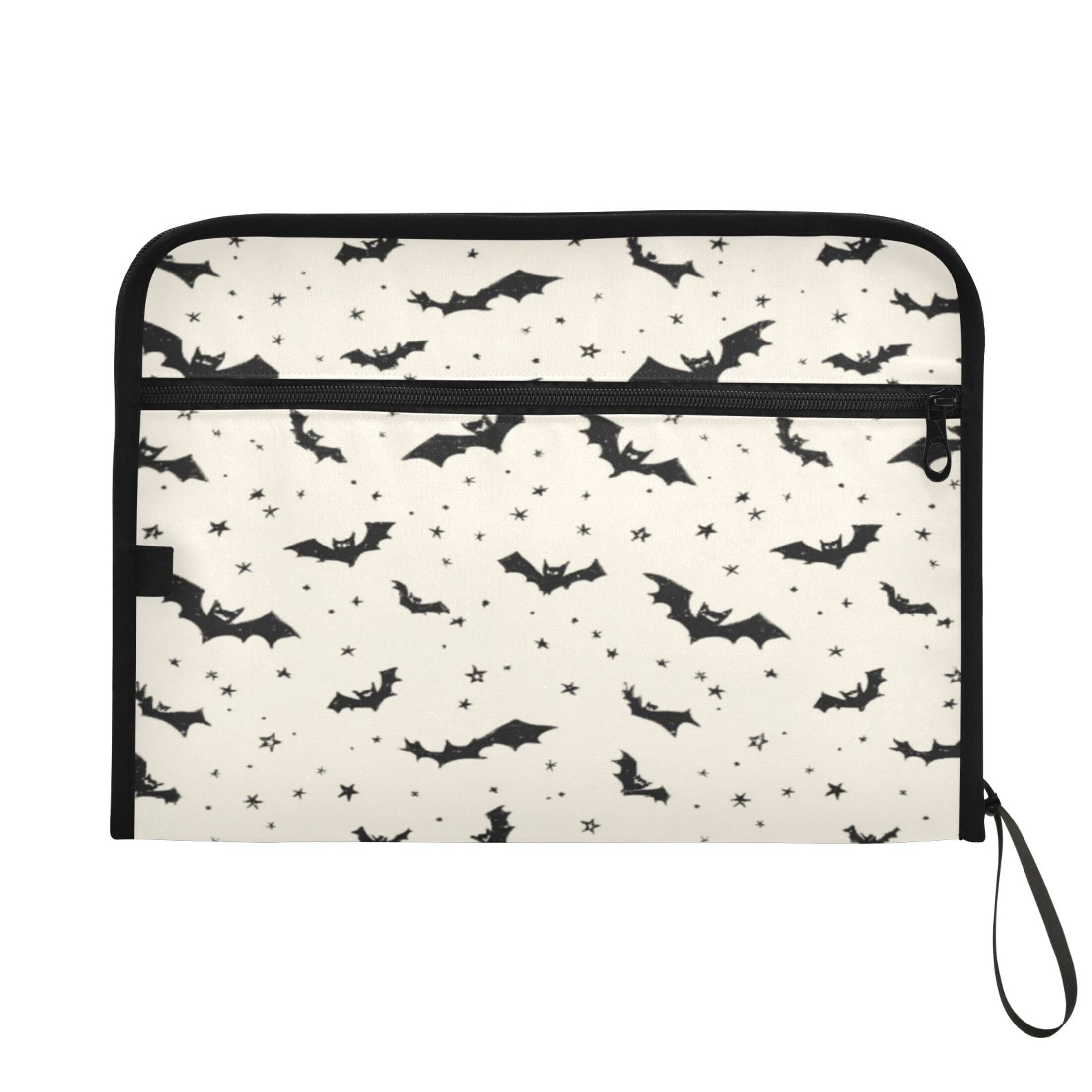 Accordion File Organizer with Zip Closure 13 Pockets Expanding File Folder Letter A4 Paper Document Organizer for Home Office Bats and Stars