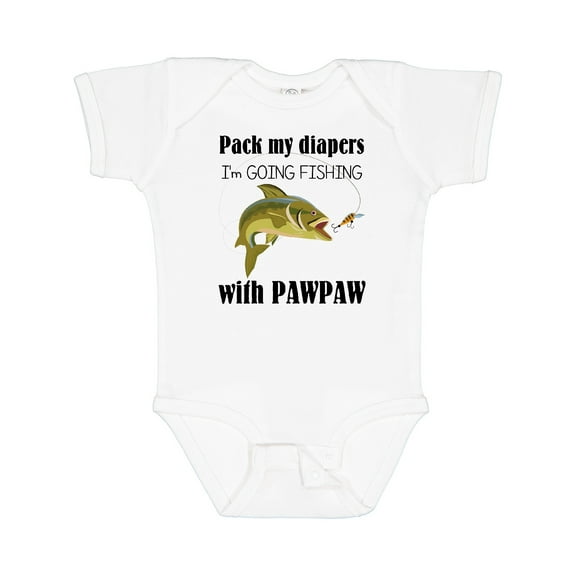 Inktastic Pack My Diapers I'm Going Fishing with Pawpaw Boys or Girls Baby Bodysuit