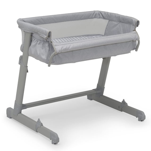 GAP babyGap Whisper Moisés para dormir junto a la cama con malla transpirable y alturas ajustables - Cuna portátil liviana - Fabricada con materiales sostenibles, rayas grises