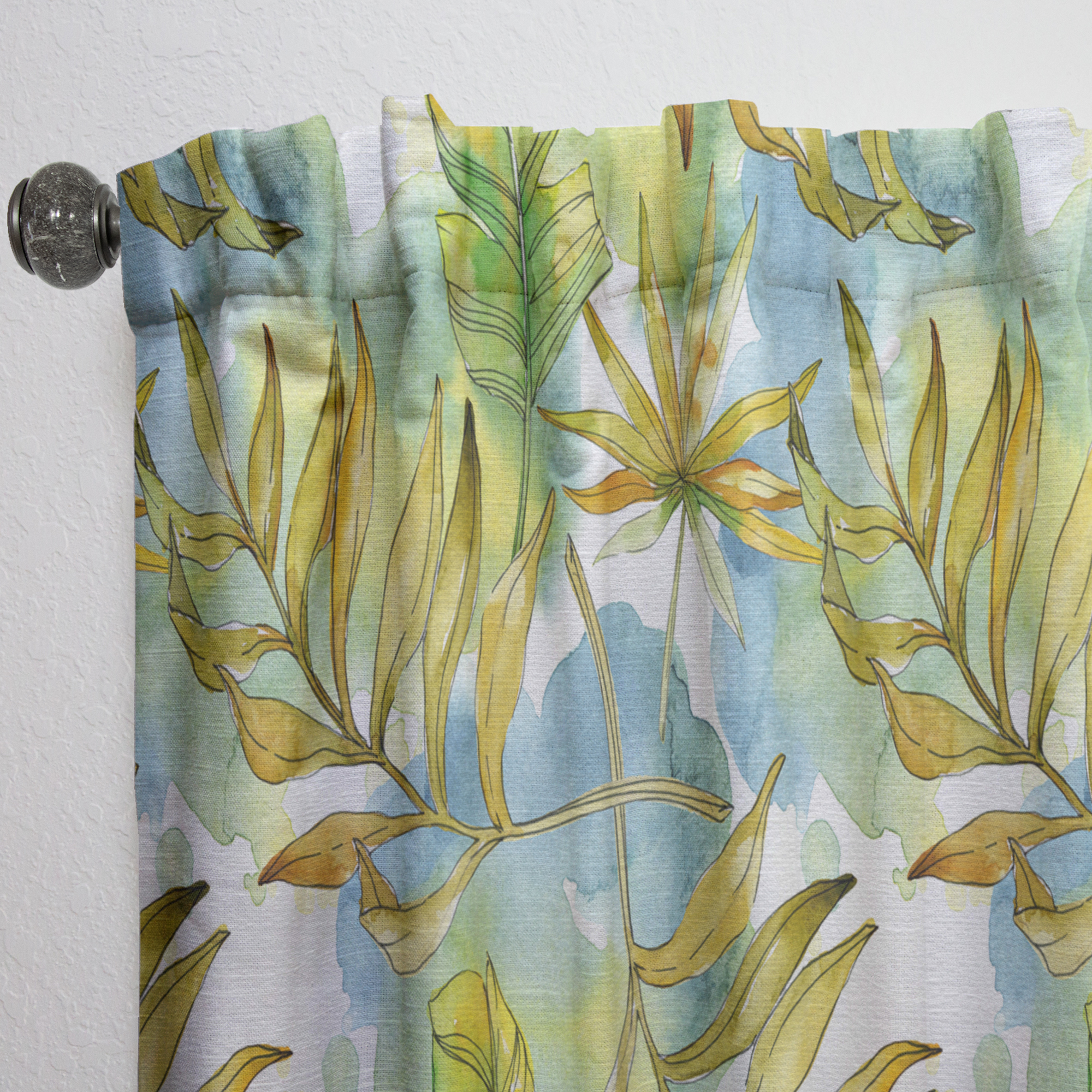Designart 'Tropical Foliage Retro Pattern' Mid-Century Modern Curtain Panel