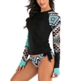 thumbnail image 4 of Women Rash Guard with String Bikini Two Piece Swimsuits Long Sleeve Bathing Suit, 4 of 7
