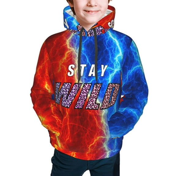 Ben Azelart Stay Wild Hoodies Pullover For Boys Girls 3d Printed Hooded Sweatshirt Long Sleeves Small