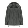 thumbnail image 4 of Hurxie Women's Waterproof Raincoat Lightweight Rain Jacket Hooded Adjustable Windbreaker Rain Coats with Pocket for Outdoor Dark Gray,S, 4 of 8