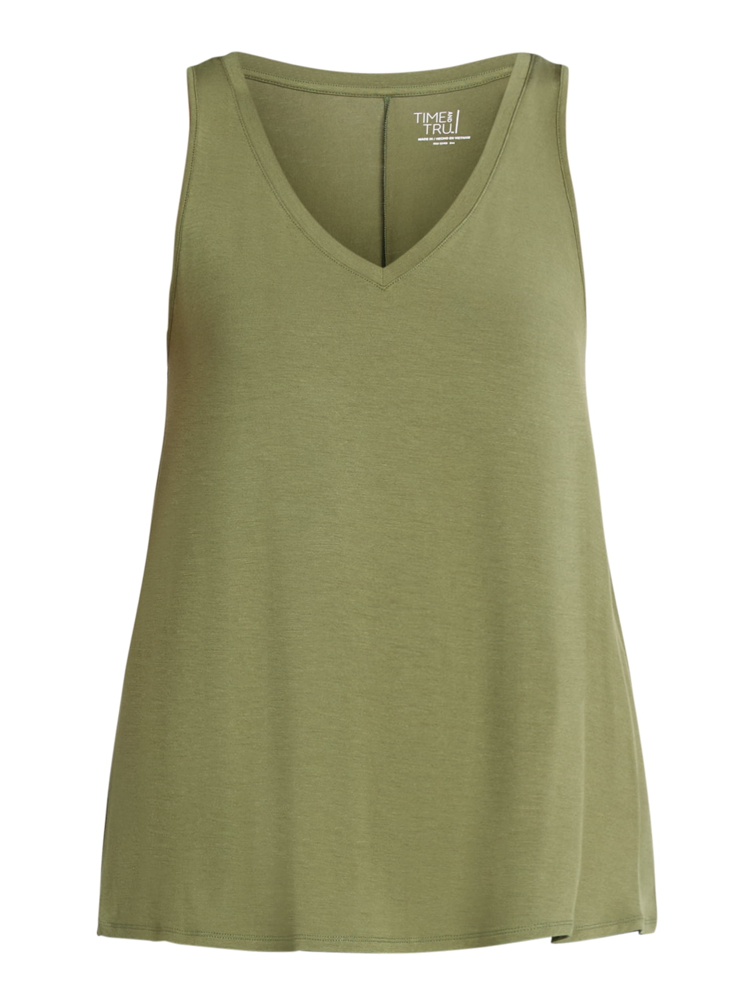 Time and Tru Women's High Low Jersey Tank Top, Sizes XS-XXXL