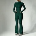 thumbnail image 2 of GILIGEGE Women 2 Piece Outfits Fall Long Sleeve Zip Up Tracksuit,workout sets,Thumbhole Jacket & High Waist Flare Leg Pants Set,Solid Color Slim Fit Outfit Active Suit for Workouts Blackish Green L, 2 of 7
