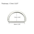 thumbnail image 2 of Metal D Rings Buckle, 15 Pack 20mm(0.79") 1.7mm Thick Welded D Rings Buckle, Silver Tone, 2 of 5