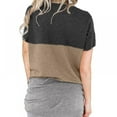 thumbnail image 3 of Women‘s T-Shirts Casual Style Color Patchwork Matching  Neck Loose Bat Short Sleeve Pocket Tube Tops, 3 of 8
