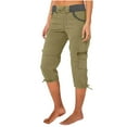 thumbnail image 2 of Mohiass Women's Cargo Capris Hiking Lightweight Quick Dry Summer Outdoor Casual Travel Pants with Pockets Army Green 2XL, 2 of 7