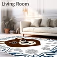 thumbnail image 2 of ODIKA 4'x6' Machine Washable Non-Slip Area Rug, Bear Portrait with Festive and Interlocking Nordic Snow High Traffic Rug, Brown, 650234, 2 of 7
