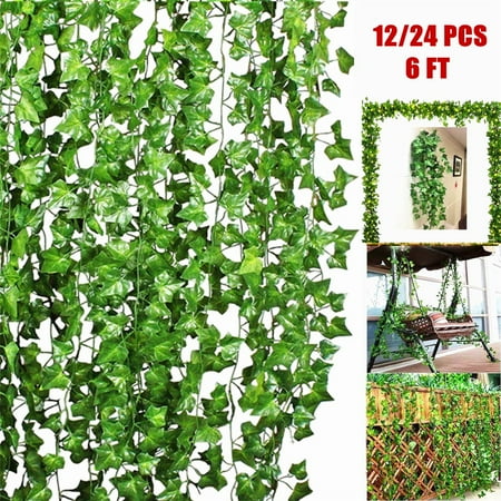 Vine 21 12/24 pcs Artificial Trailing Ivy Vine Leaf Ferns Greenery Garland Plants Foliage Flowers 6ft 180cm ()