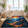 thumbnail image 3 of Design&I 8'x10' Washable Area Rug Pixel Volcano Landscape Blocky Cube Terrain Interlocking Block for Dining Room, Large Office, Lounge, Snag-Free, 3 of 7