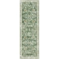 thumbnail image 6 of MJIAexp 2'x6' Boho Runner Rug,Non Slip Washable Floral Hallway Runner Rug with Rubber Backing, Low Pile Faux Wool Distressed Carpet for Kitchen, Laundry, Bedroom, Entrance,Green, 6 of 8