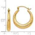 thumbnail image 3 of Real 14kt Yellow Gold Diamond Cut Hollow Hoop Earrings; for Adults and Teens; for Women and Men, 3 of 3