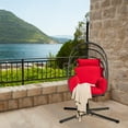 thumbnail image 3 of Costway Chaise Oeuf Suspendue Pliante avec Support Coussin Doux Oreiller Balançoire Hamac Rouge, 3 of 10