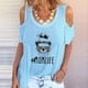 thumbnail image 1 of Puntoco Blusa de manga corta informal con estampado sin tirantes y cuello redondo para mujer Puntoco Puntoco-714, 1 of 5