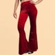 thumbnail image 2 of Pantalones De Mujer Elásticos De Cintura Alta Pantalones De Color Puro Pierna Ancha Casual Cómodos para El Hogar Al Aire Libre Rojo XXL, 2 of 4