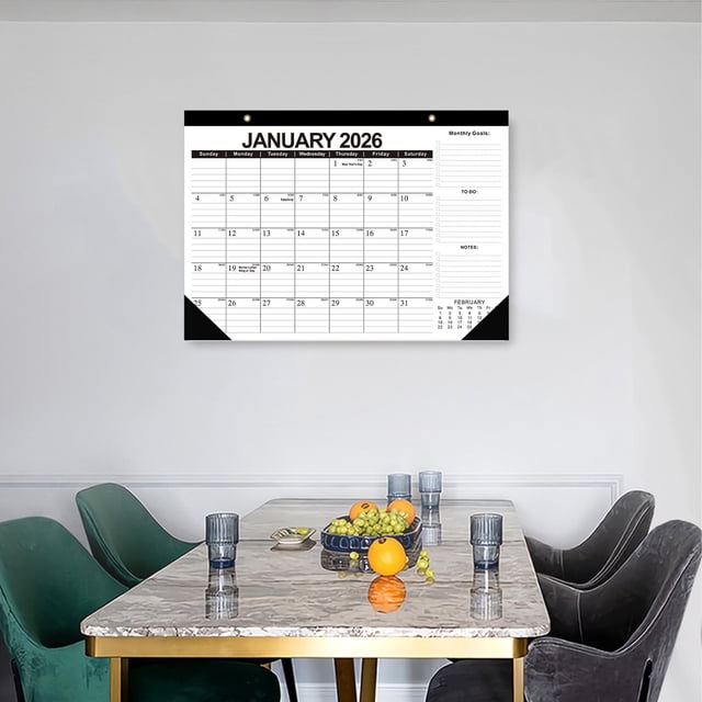 Calendario de escritorio de 18 meses 2025-2026 - Versión en inglés con cuenta regresiva - Papel de escritura duradero - Incluye días festivos y fechas del año completo - Decoración para el