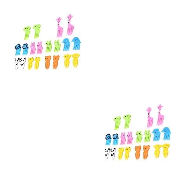 Cateissary 10pcs Animal Fruit Fork Cartoon Children Tableware Desserts Sandwich Twisted Pick Kitchen Cocktail Dessert Toothpick Como se muestra 2Conjunto