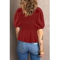 thumbnail image 3 of Women's Red Puff Sleeve Smocked Top, 3 of 16