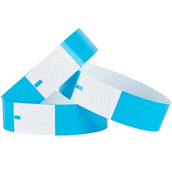 1set 300pcs Paper Polypropylene Disposable Wristbands Waterproof Wristbands for Events Security Parties Rectangle Light Sky Blue 25.1x1.95x0.02cm