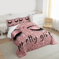 thumbnail image 3 of Homewish Pretty Girl Bedding Comforter Set,Chic Gliyyet Print Twin Comforter Sets,Rose Pink Bedding Set For Kids,Ultra Soft Home Decor,2pcs, 3 of 8