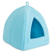 Cat House Indoor Cat Bed with Removable Foam Cushion, Plush Cat Tent Bed for Small Pets, Comfortable Cozy Hideaway for Cats, Kittens, Rabbits, Guinea Pigs, Ferrets, Hedgehogs, by PETMAKER (Blue)