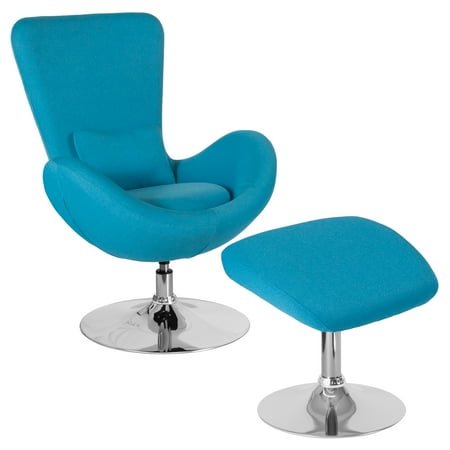 - Flash Furniture Egg Series Aqua Fabric Side Reception Chair with Ottoman