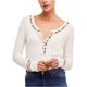 thumbnail image 1 of Free People Camiseta Henley térmica bordada para mujer, color blanco roto, grande Free People henley, 1 of 2