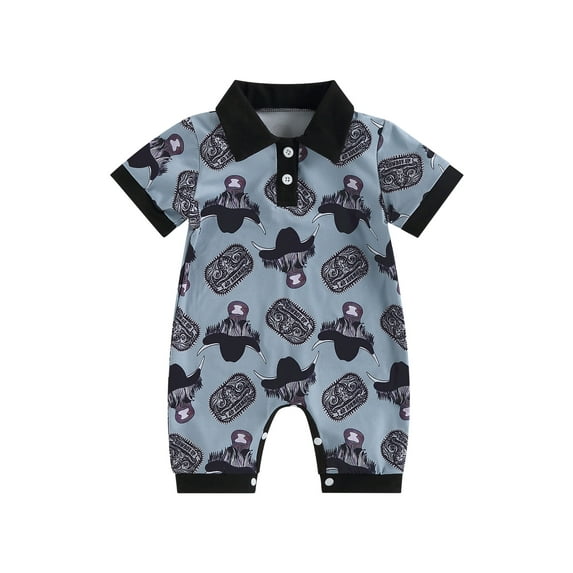 Bagilaanoe Newborn Baby Boys Summer Jumpsuit Print Short Sleeve Bodysuit 3M 6M 12M 18M Infant Casual One Piece Romper