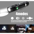thumbnail image 3 of Dinheiro Linterna Antorcha, Linterna LED Recargable USB Ultra Potente, 4 Modos IP44 Impermeable Militar con Zoom para Acampar Senderismo (Batería Recargable 18650 Incluida), 3 of 5