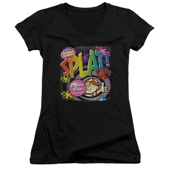 Dubble Bubble Splat Gum Junior Women's T-Shirt V-Neck Black