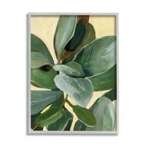 Stupell Industries Potted Plant Study Full Green Leaves Grey Framed, 16 x 20, Design by Annie Warren
