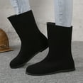 thumbnail image 1 of Styesk Bottes pour Femmes Bottines Rétro Élastiques pour Femmes Mode Talon Plat Bout Rond Talon Plat Fronces Chaussures Tricotées Brodées Bottes de Travail pour Femmes, 1 of 7