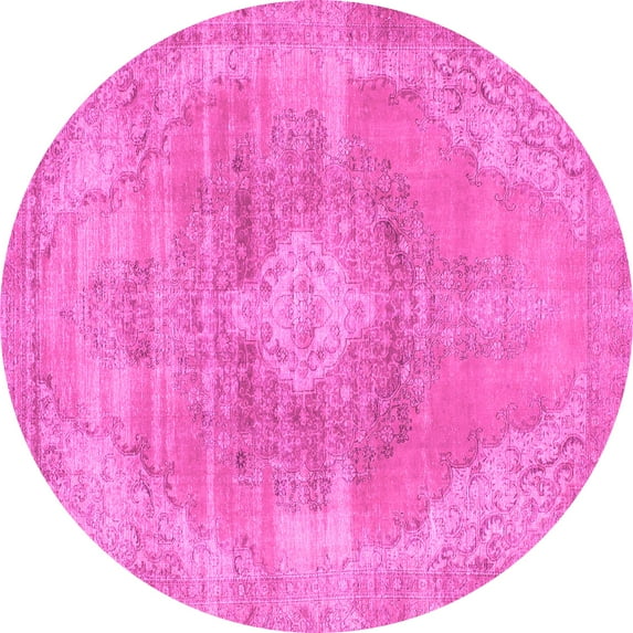 Ahgly Company Indoor Round Abstract Pink Modern Area Rugs, 4' Round
