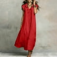 thumbnail image 6 of HADST Sleeveless V-neck Ruffle Maxi Dress with Loose Ruffle Cap Sleeves and Side-Seam Pockets, 6 of 8