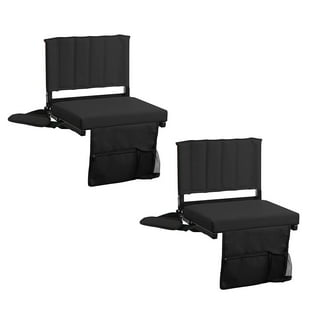 Lilypelle Stadium Seats for Bleachers with Back Support, 6 Reclining  Positions Bleacher Seats with Cushion 16.54in Wide,2 Pack Bleacher Chairs  ,Black