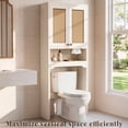 thumbnail image 2 of OMCMUU Over The Toilet Storage Cabinet with Barn Doors & Adjustable Shelf, 66.9" Freestanding Bathroom Storage Cabinet, Space Saving Organizer for Bathroom Laundry, White, 2 of 8