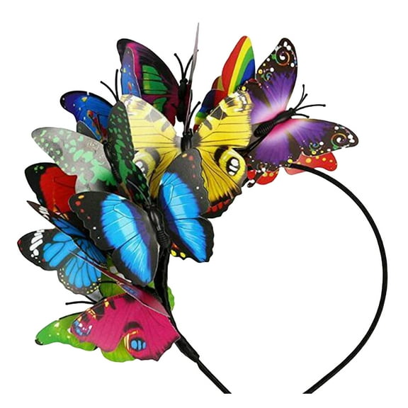 Waroomhouse Colorful Butterflies Hair Hoop Girl Headband Crown Adjustable Tea Party Halloween Costume Adult Kid Headpiece